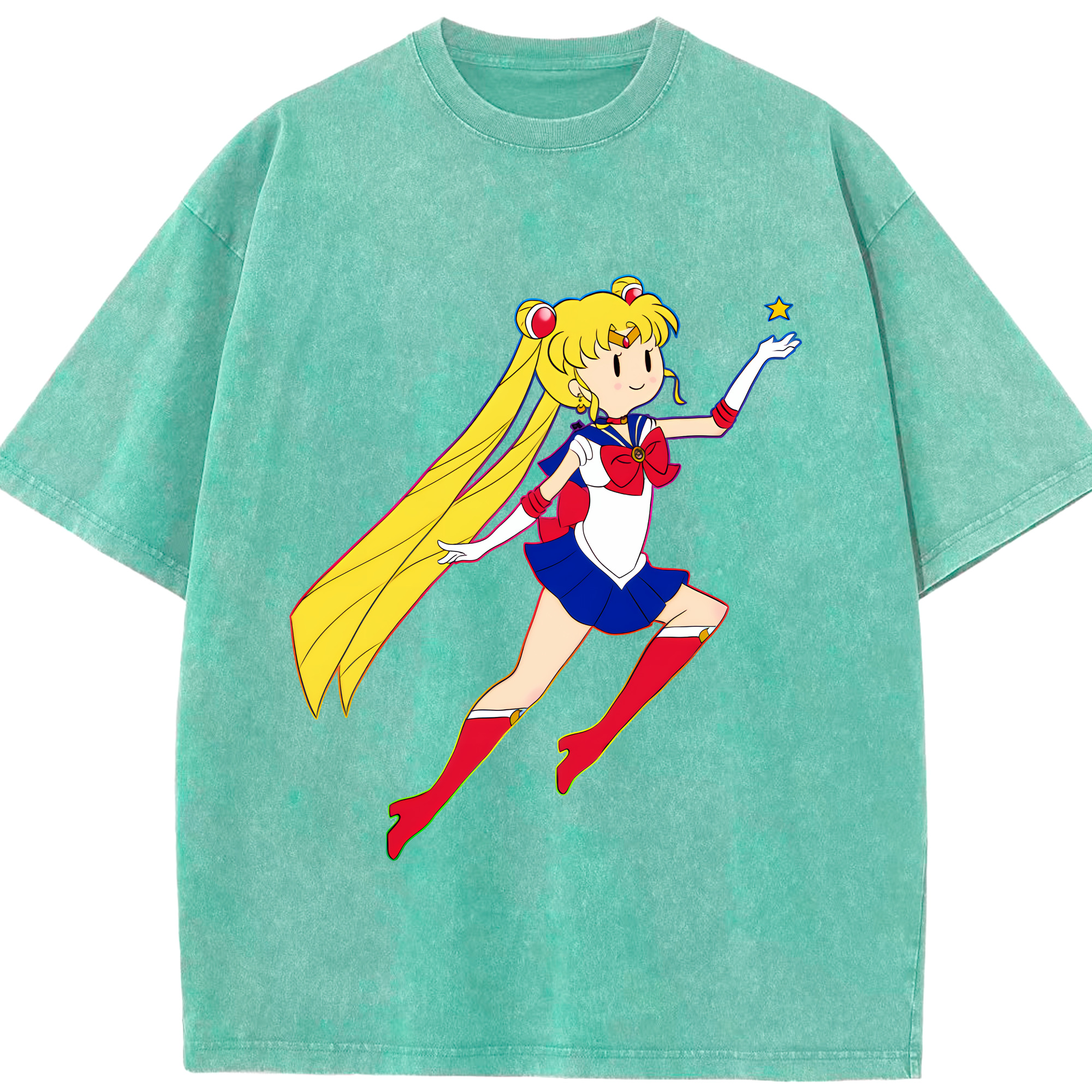 （画像用） 美少女戦士セーラームーン 月野 うさぎ つきの うさぎ Sailor Moon Tsukino Usagi 綿100% ヴィンテージ風 半袖Tシャツ（フロントプリント）